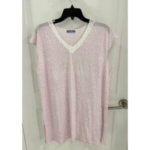 NWOT P.Jamas Light Baby Pink Lepoard Animal Print Nightgown Pima Cotton XL
